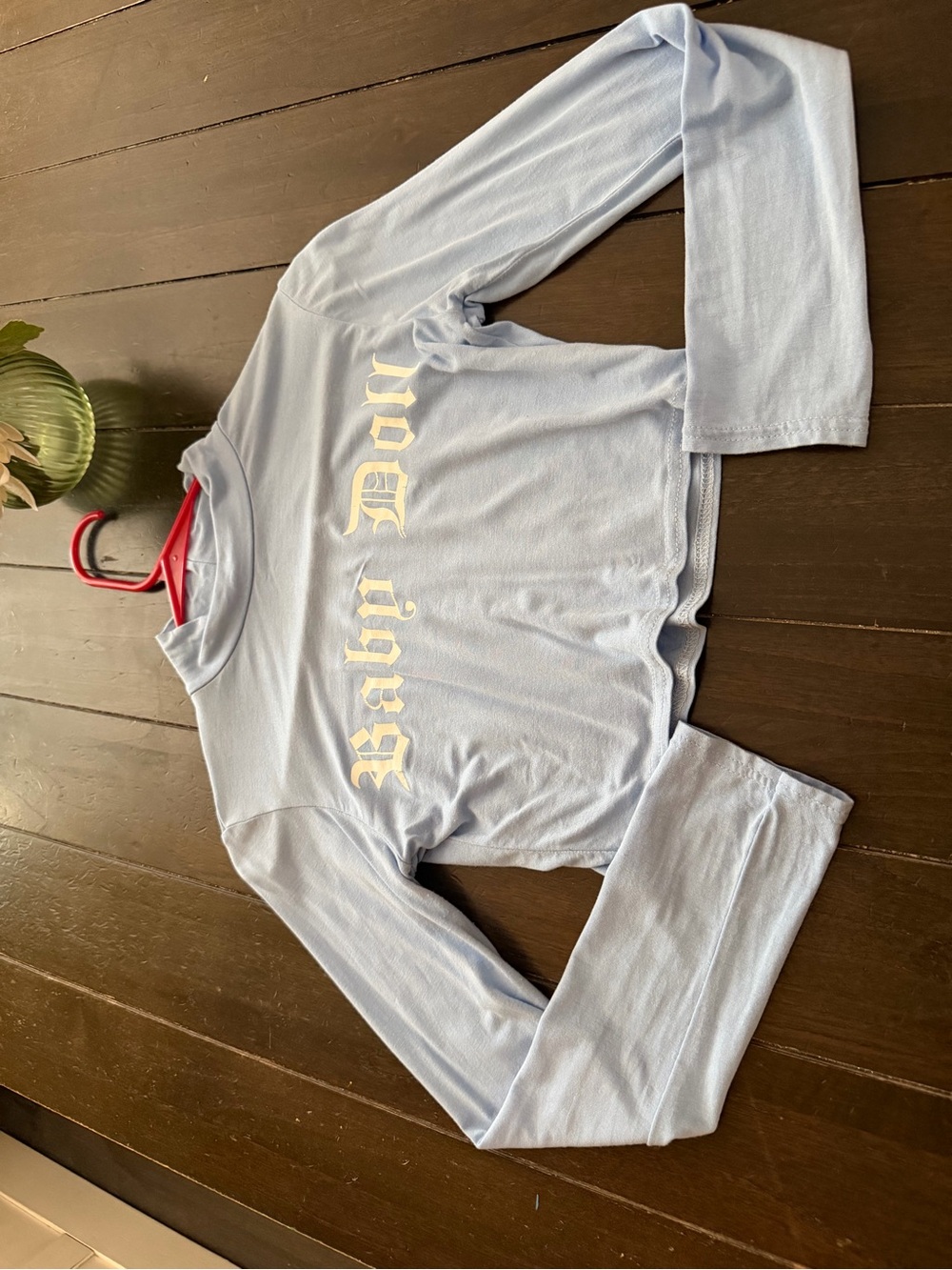 Light Blue Long-Sleeve Graphic Top